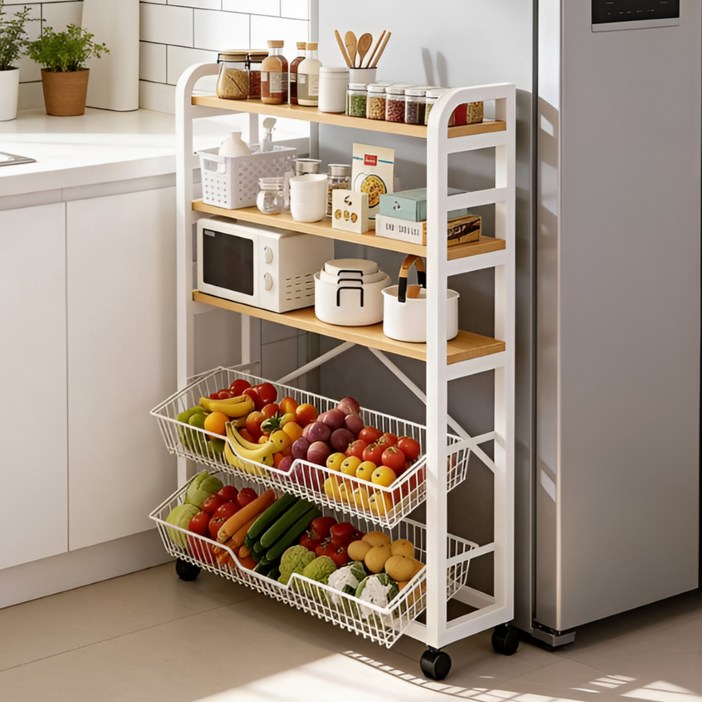 소프트엣지 이동식 렌지대 주방 수납장