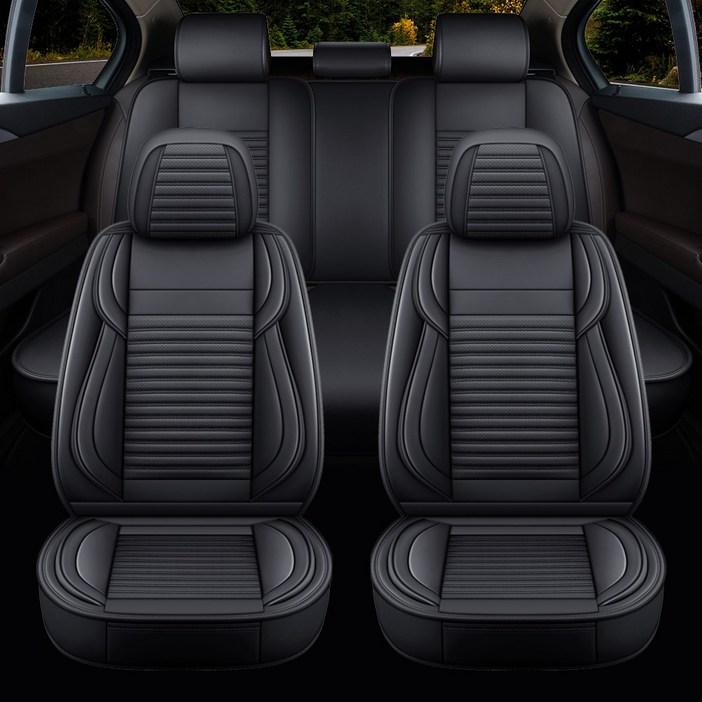 Novaseed 프리미엄 카시트 커버, 대중소형 4도어 승용차, SUV 등, 통기성 좋음/미끄럼 방지/방수, 사계절 통용, 스포츠 스타일 시트 커버, Black, 1개