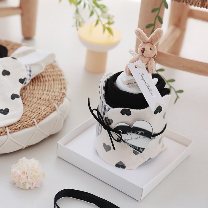 출산백일선물 우이동금손 모노블랙 아기옷 케이크 6종세트런칭기념 10 추가할인 케이크 선물포장