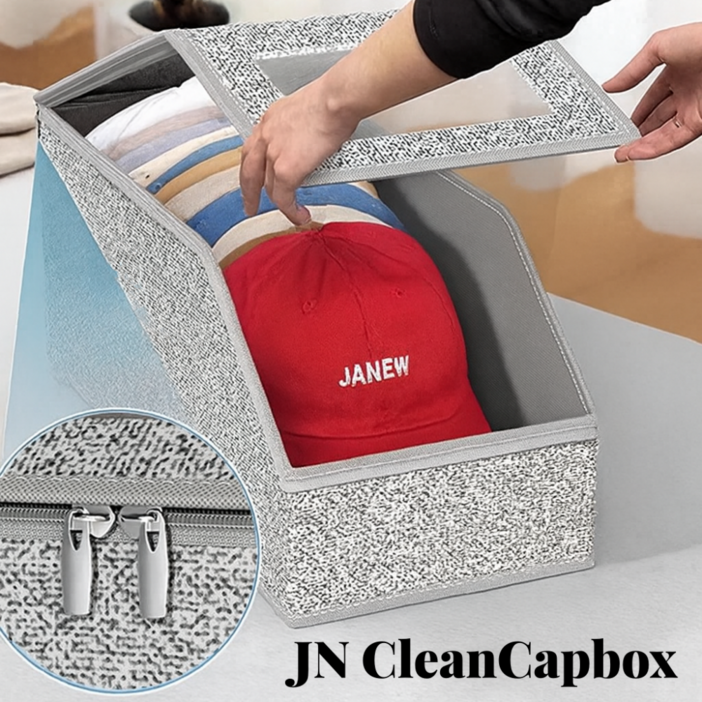 재뉴 클린캡박스 먼지차단 모자 정리 수납함, 재뉴 그레이, 1개