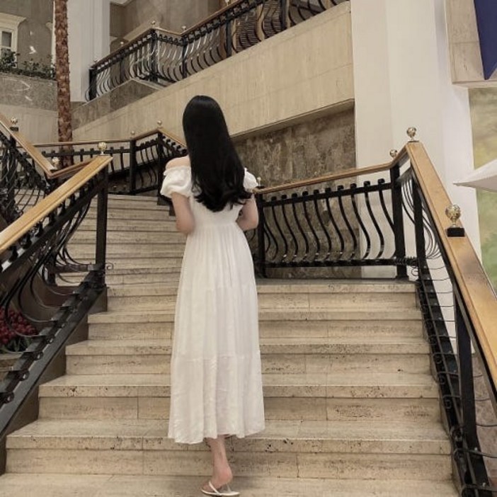 체리미 휴양지 바캉스룩 오프숄더 비치 롱원피스