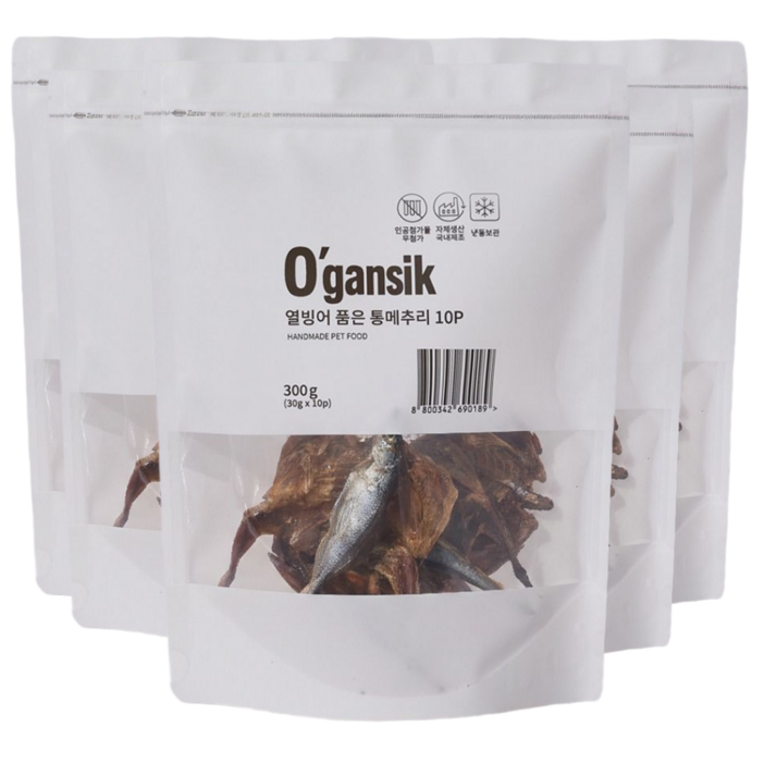 오간식 강아지메추리 알 듬뿍들어간 건강수제간식, 50개, 30g, 열빙어통메추리