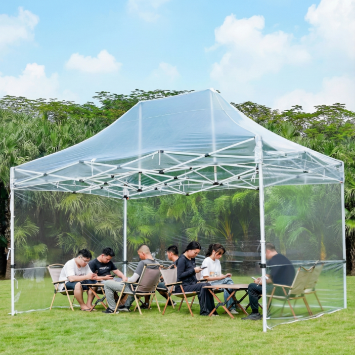 쇼넷 접이식 캐노피 천막 투명 바람막이 카페 캠핑 PVC 그늘막 옥상 테라스 방수 바베큐장