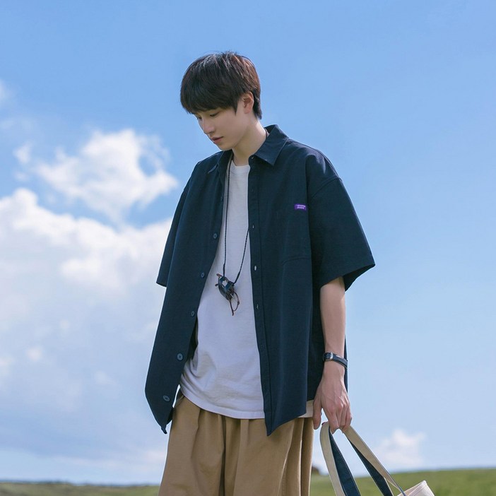 남성 여름 반팔 캐주얼 오버핏셔츠 데일리 티셔츠 빅사이즈