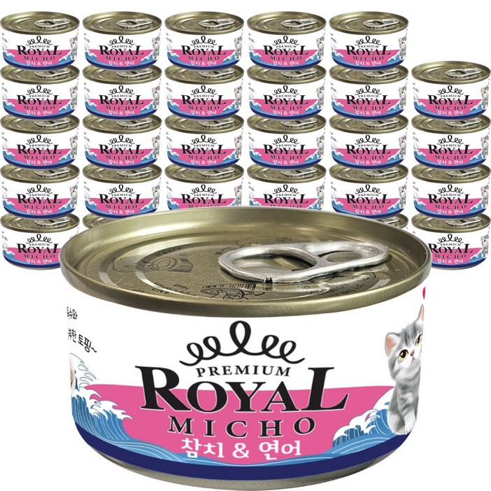 프리미엄 로얄 미쵸 캔85g x 30개입 7종 고양이 캔 간식, 85g, 30개, 미쵸 연어