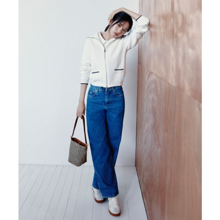 라코스테 LACOSTE 안유진 여성 에센셜 와이드핏 데님팬츠 HF244856G 36L HF244856G36L 284941