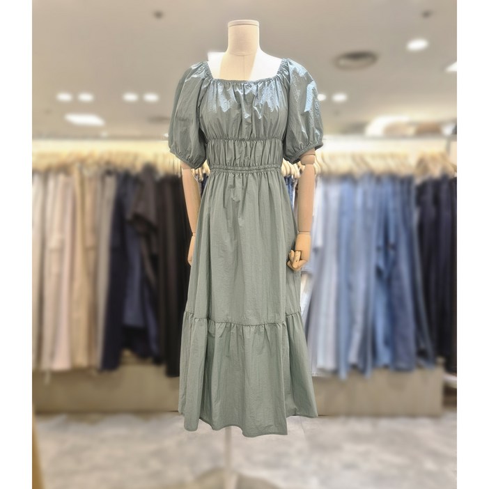 플라스틱아일랜드 스퀘어넥 셔링 원피스 PQ2WO502