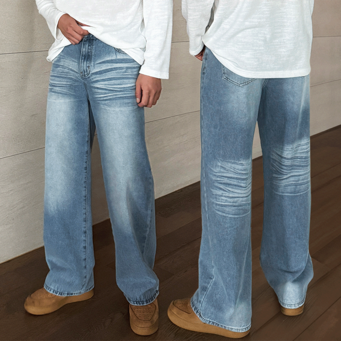 남자청바지 에클 빈티지 워싱데님 와이드데님 빅사이즈 데님팬츠 청바지