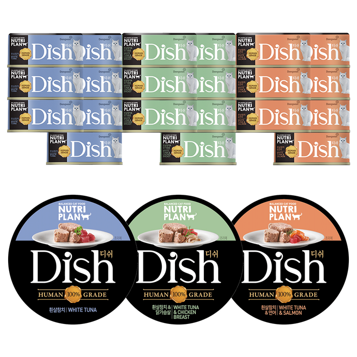 동원 뉴트리플랜 습식캔 디쉬, 3종 혼합, 85g, 24개
