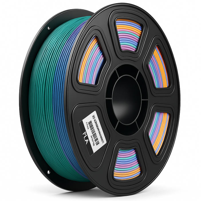 실크 PLA 3D 프린터 필라멘트 1.75mm 듀얼컬러 1KG 광택 다색 변환 3D 프린터 필라멘트 고정밀도 대부분 FDM 3D프린터 호환, 무광 레인보우 오로라 컬러
