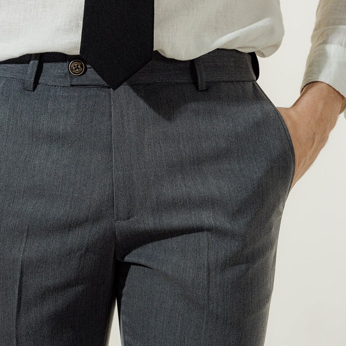 3.9세컨즈 남성용 봄 세미와이드 핏 프리미엄 히든밴딩 스판 정장바지 슬랙스