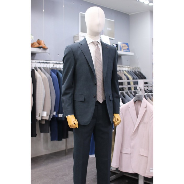 BON 여름 정장 BN3MJ061GR 다크 그린 솔리드 조직 남성 수트