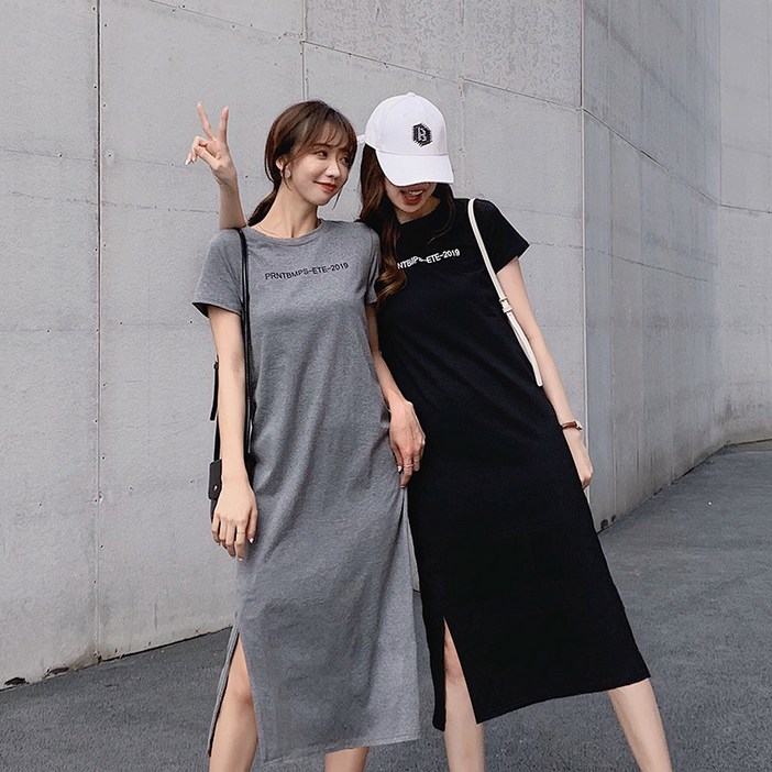 에쉬울프 여성 여름 슬림라인 반팔 롱원피스 루즈핏 11