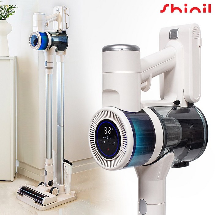 신일 350W BLDC 무선 청소기 2025년 최신형 흡입력 자동조절 충전거치대 세트구성