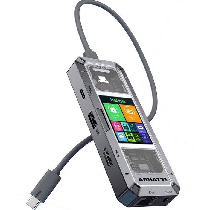 햅시 100W C타입 멀티허브 도킹스테이션 7in1 4K 60Hz 실시간 안심 전력 측정, 1개, 다크실버