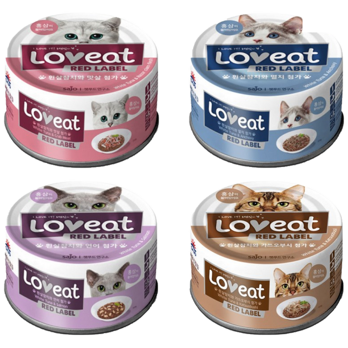 사조 러브잇 레드라벨 대용량 고양이캔 160g X 24개 4종 혼합 콤보 고양이간식, 160g, 24개, 혼합맛