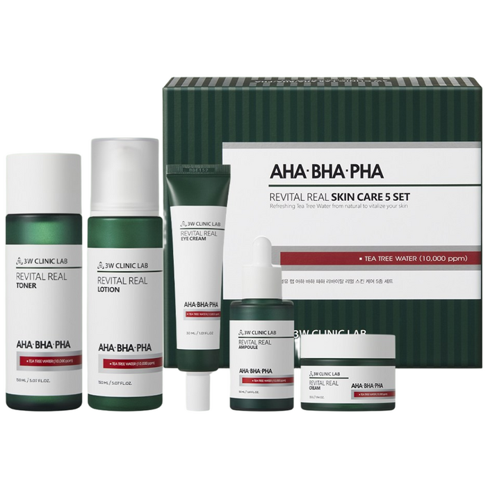 3W클리닉 랩 3HA 청소년 성인 좁쌀 여드름 스킨 로션 기초 화장품 세트 5종