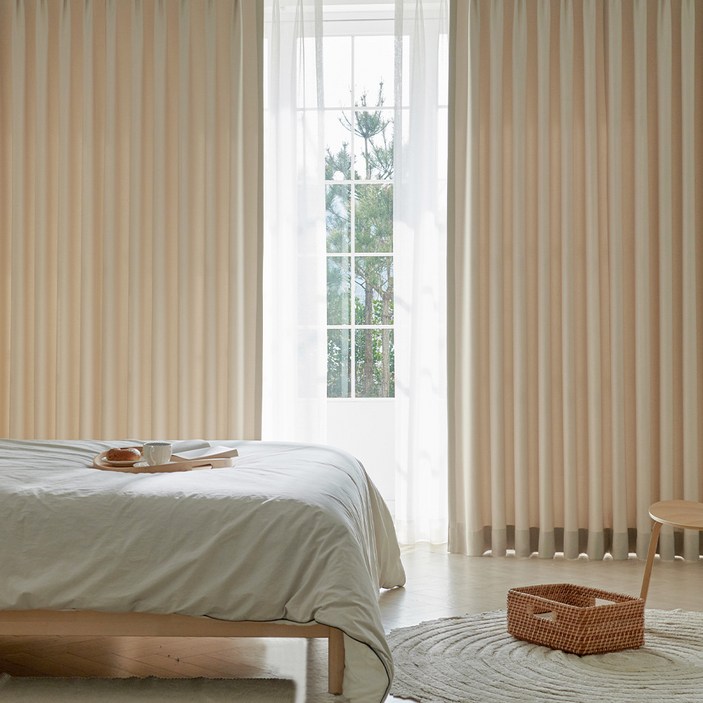 홈인홈 이지워시 높이조절 뉴린넨 사계절 암막 커튼 2p