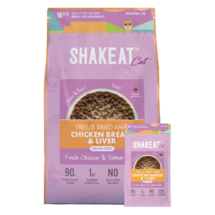 쉨잇 전연령 캣 동결건조 프레시 치킨&살몬 키블 건식사료 20p, 닭+닭간, 3kg, 1개