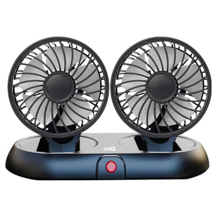 지니큐 USB타입 듀얼 5엽 날개 3단풍량 서큘레이터형 차량용 선풍기, 블랙, FC-200A