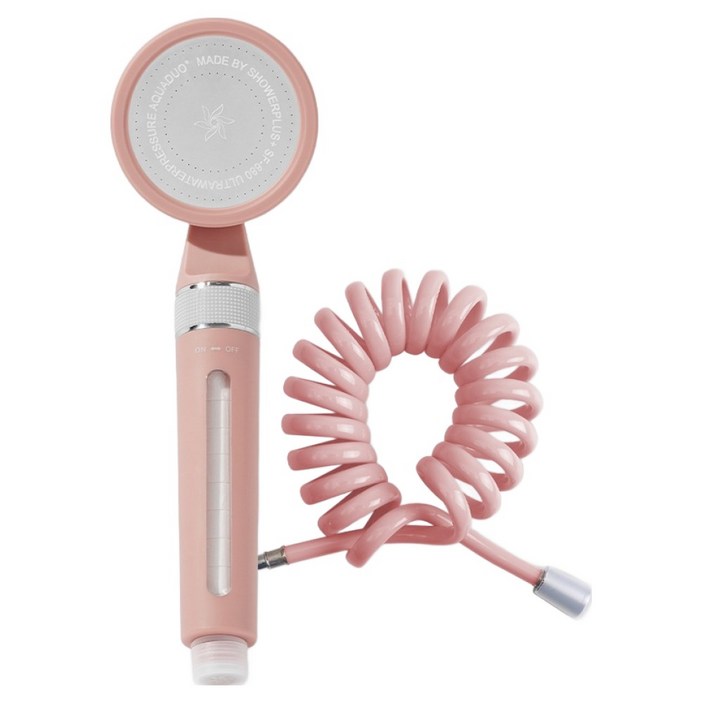 아쿠아듀오 블라썸 온오프 샤워기 스프링 호스 3m 세트, 1세트, 로즈핑크