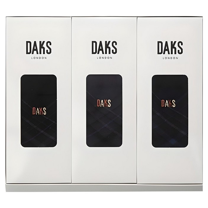 닥스 남성용 신사 중목 체크 3족 양말 선물세트  쇼핑백