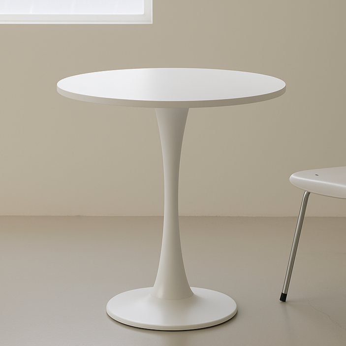 하비티 심플 원형 테이블 식탁, 화이트, 2인용