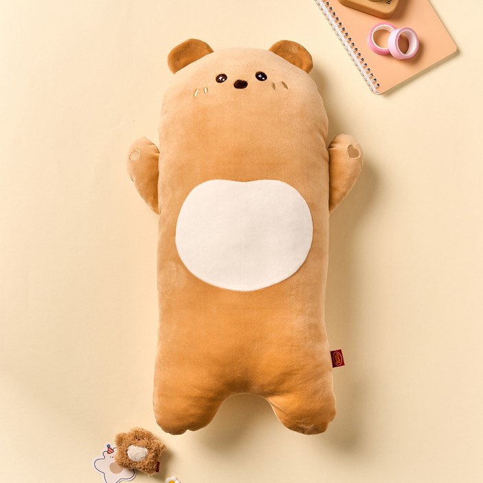 버터 ON 눈반짝 버터곰 롱 쿠션, 브라운