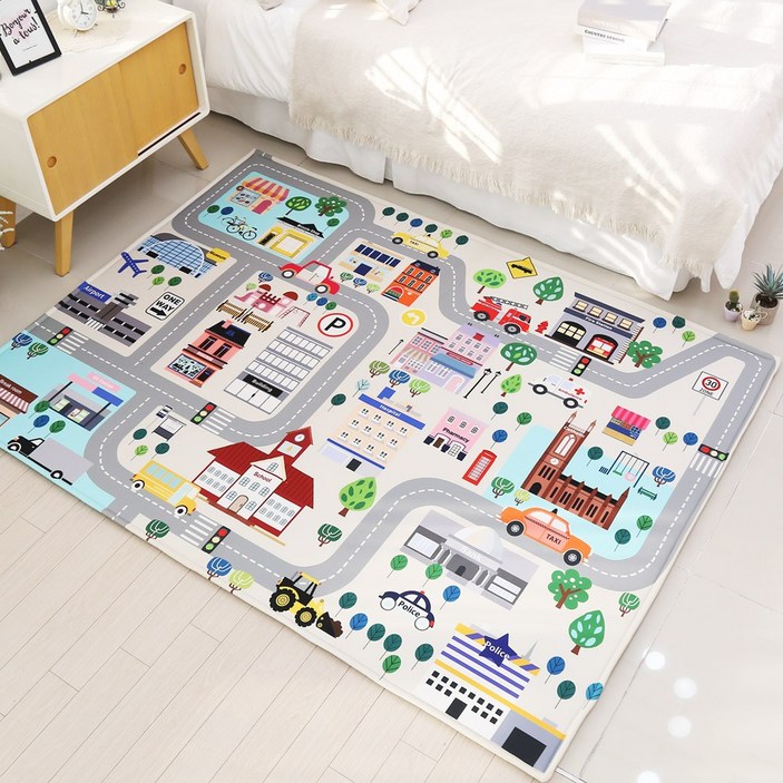 리치러그 아동용 놀이방 시티라인 자동차 도로매트, 단일색상