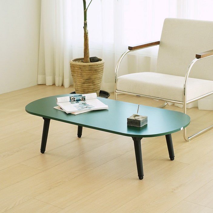 슈에뜨메종 웰튼 타원형 6단 높이조절 접이식 테이블, 포레스트그린