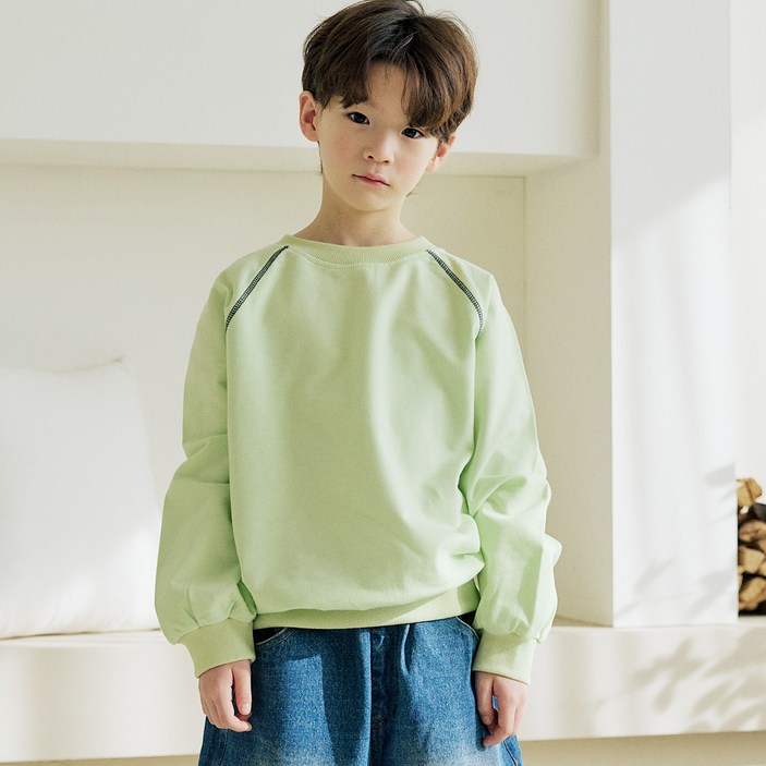 바브키즈 아동용 사선 절개 맨투맨 티셔츠