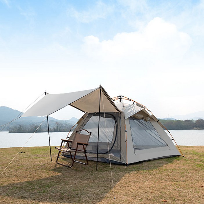 ALLILIO 캠핑텐트 자동 원터치텐트 방수 차양텐트 투 도어 투 윈도우  천막 돔텐트