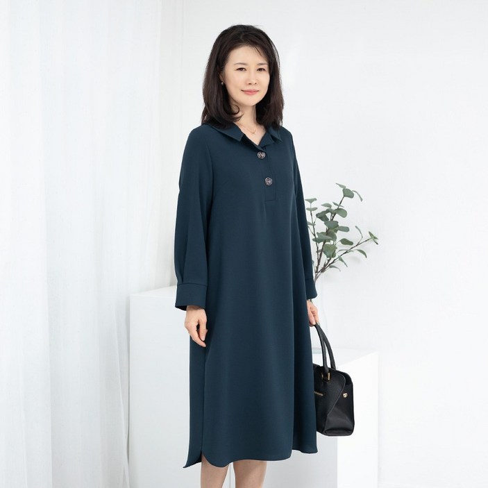엄마옷 카라 반오픈 정장원피스 5CVB15348마담 미시 중년여성 빅사이즈 50대 60대 70대 할머니옷