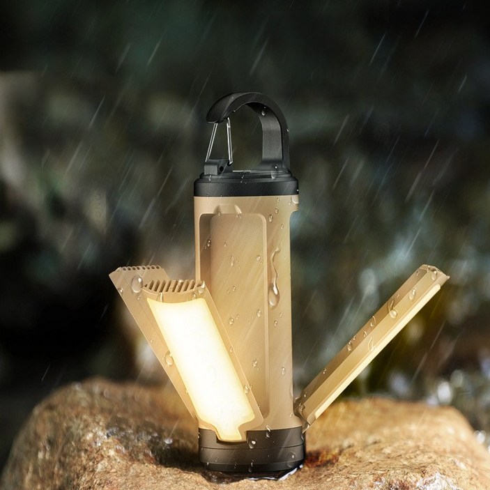 Fowod LED 캠핑 랜턴 접이식 캠핑무드등 야외조명 충전식 손전등 무드등, 카키, 1개
