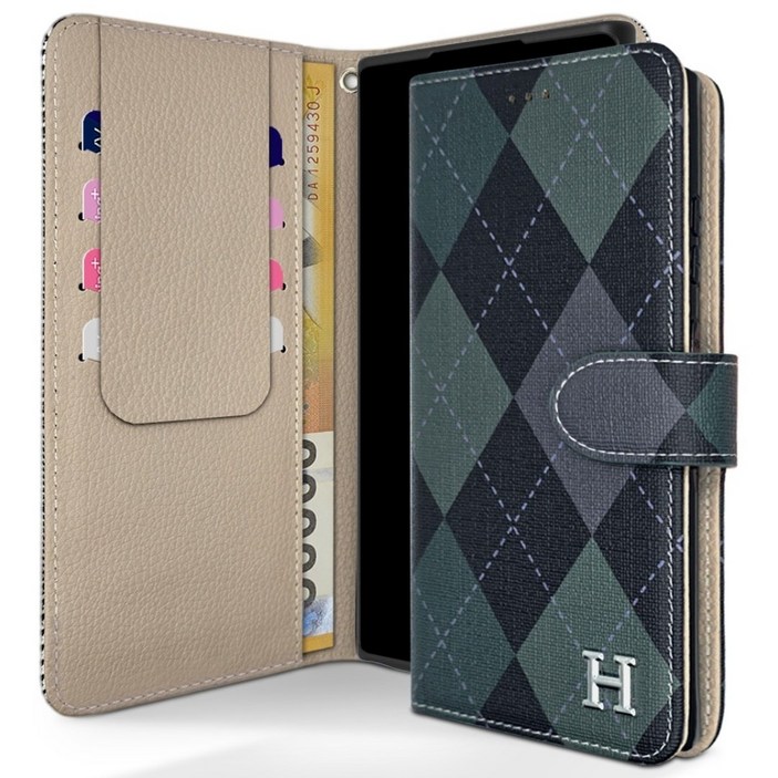 아리움 헤리스 체크 카드 지갑 다이어리 케이스