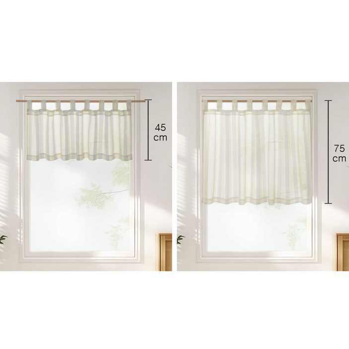 주방커튼 창문가리개커튼 쉬폰바란스 주방 창문커텐 예쁜주방커텐 발란스 스트라이프 미니커튼 봉집형 1p