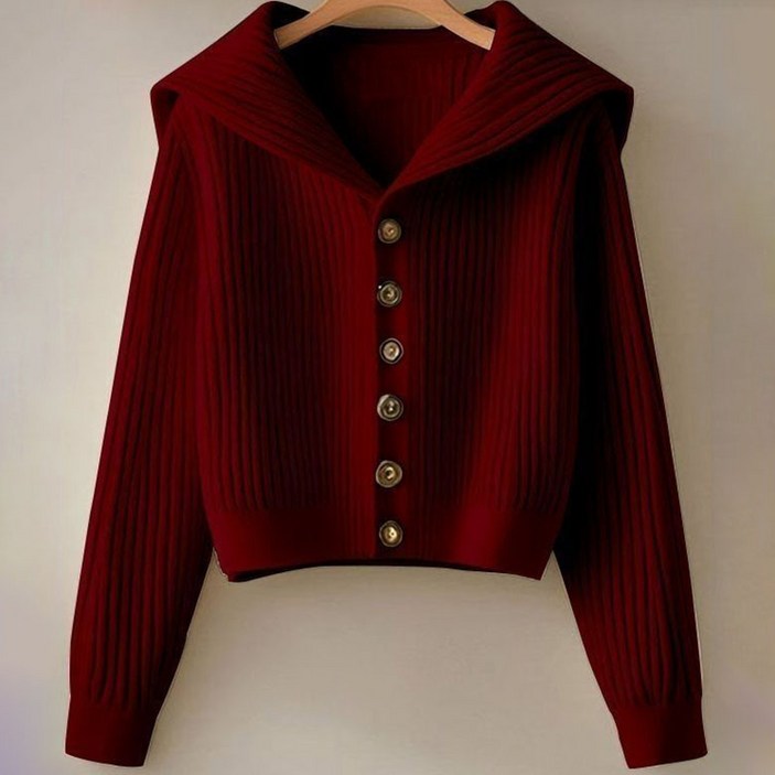 ORZQU 가을 여성 루즈핏 원버튼 긴팔 상의 캐주얼 날씬해 보이는 숏 니트 카디건