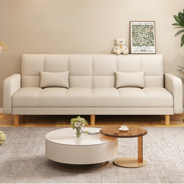 엘티제이 접이식 등받이 각도조절 소파침대 L004, 아이보리