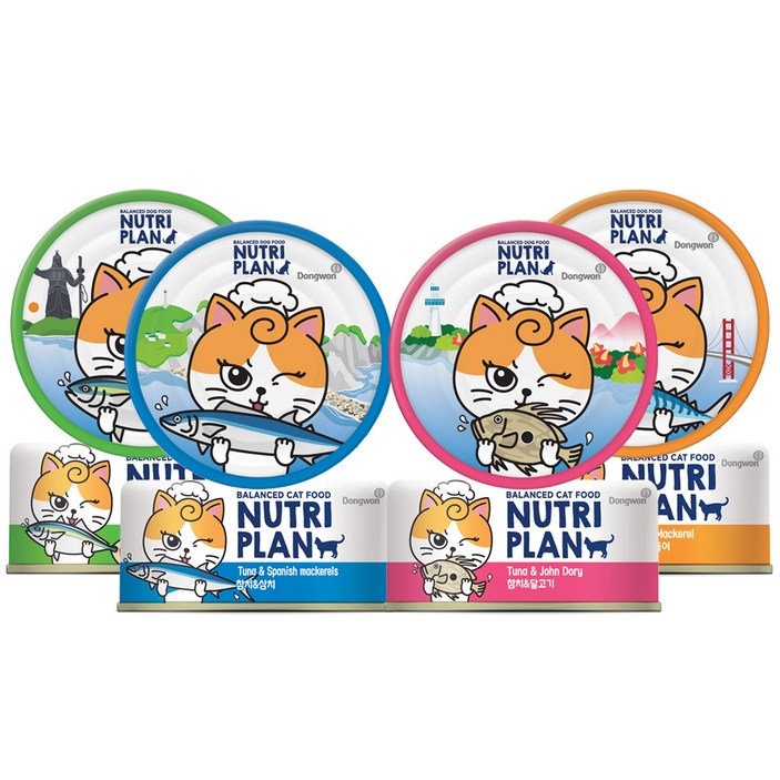 동원 뉴트리플랜 통영캔 고양이캔, 4종혼합, 90g, 24개