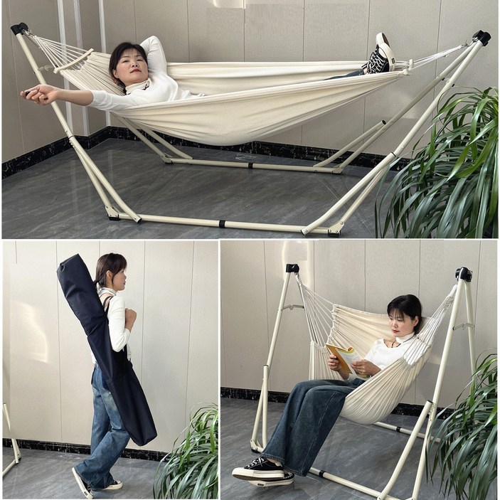 캠핑해먹 이지웜야외용 실내해먹침대 가정용해먹의자 테라스 해먹의자 해먹+해먹대