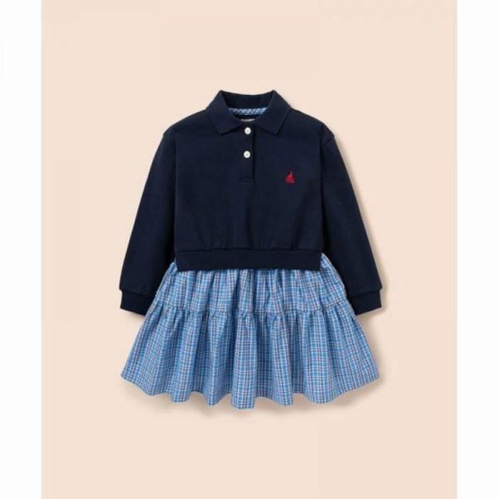 빈폴 BEANPOLE KIDS 클래식 체크 믹스 원피스 네이비 BI6171G90R 319888