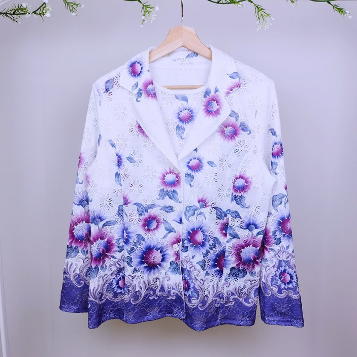 할머니옷 봄여름 라셋 티셔츠 앙상블 세트 보라 어버이날선물