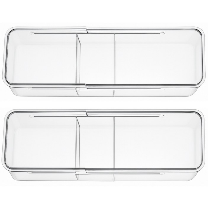 엔케이원 다용도 길이조절 수납정리함, 2개, 투명