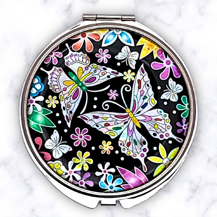 한국민예사 나전칠기 자개 손거울 수공예 미니 휴대용 콤팩트 엔틱 거울 수제품, 24