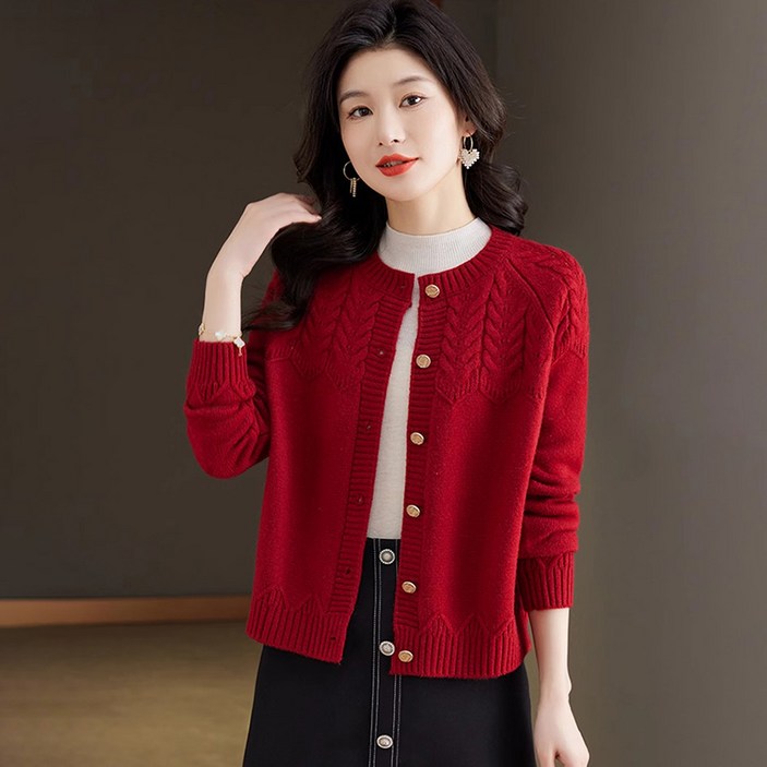 ORZQU 가을겨울 여자 캐주얼 루즈핏 라운드넥 긴팔 니트 가디건 스웨터 이너