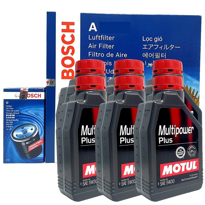 보쉬 그랜져IG 3.0 LPG 엔진오일 교환 셋트 필터 + 합성유 모튤 O0050+A2997+5W30 6L, 6개, 5W30, 1L