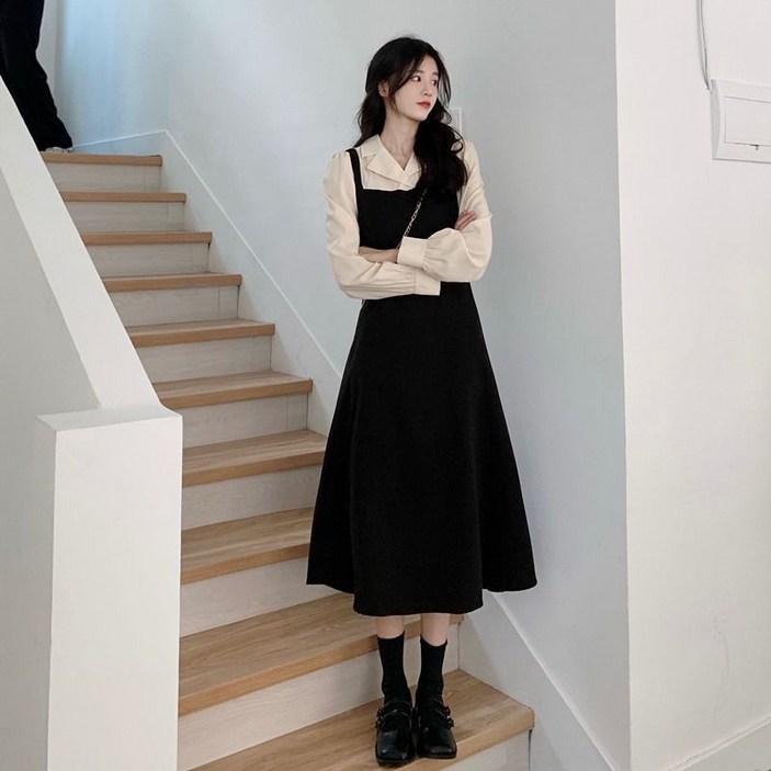 스타일닥터 여성 오버핏 긴팔 맥시 셔츠원피스 빅사이즈 롱원피스