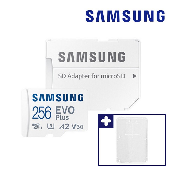 삼성sd카드256 삼성 Micro SD 메모리 카드 마이크로 SD EVO PLUS 블랙박스 스마트폰 + 보관 케이스 64GB 128GB 256GB 512GB, 256GB