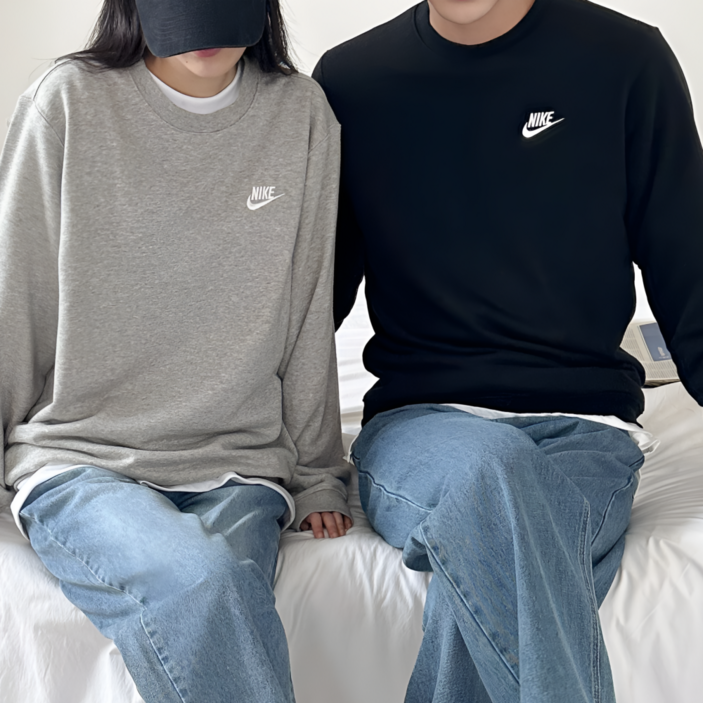 [오늘출발] 나이키 맨투맨 긴팔 티셔츠 로고 남성 여성 남녀공용 + 바다앤마르 양말