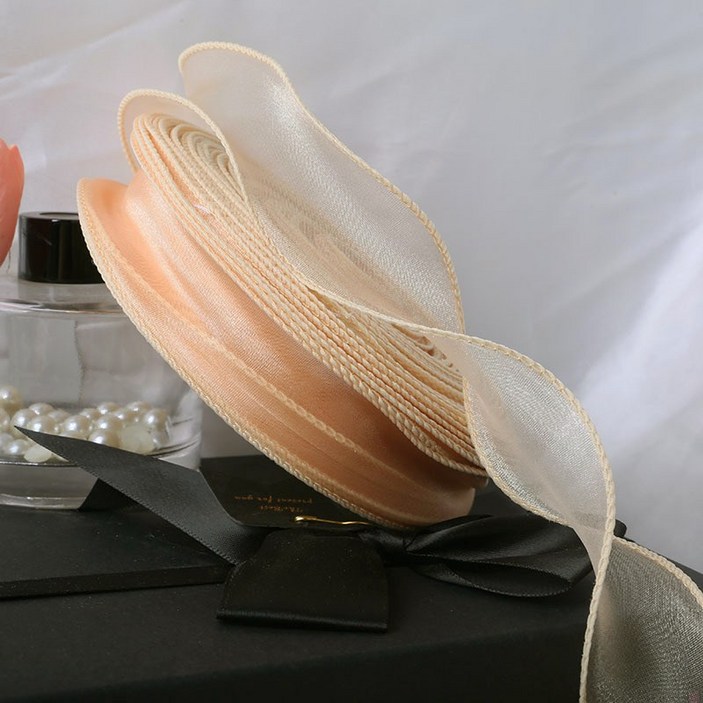 올리브파티 대용량 오간디 리본 40mm 40야드 36M 청첩장 리본, 2개, 골드